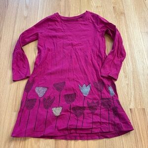Tea Collection Magenta Tulip Border Kids Dress, Sz 6